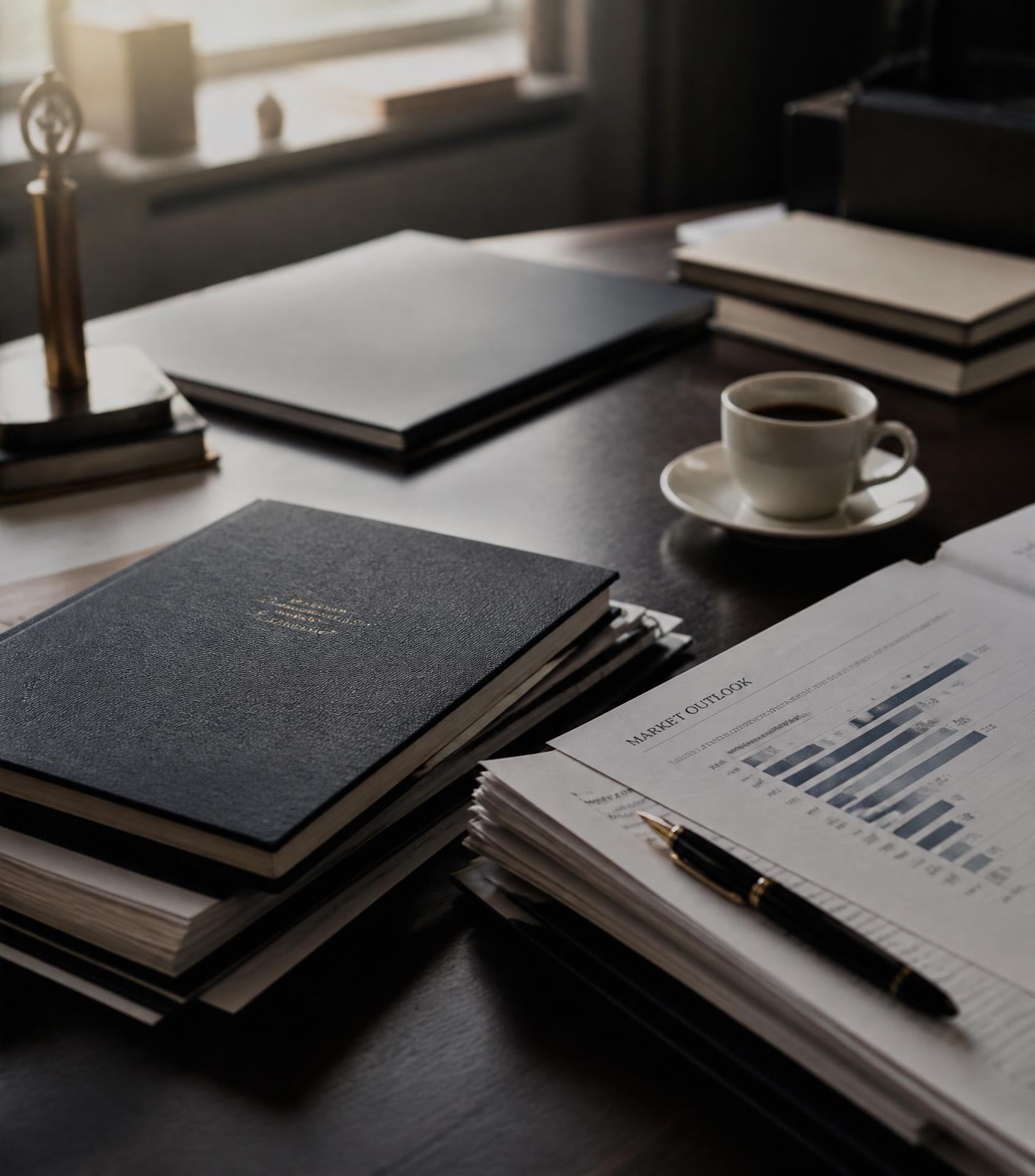 Anonieme werkplek met financiële documenten